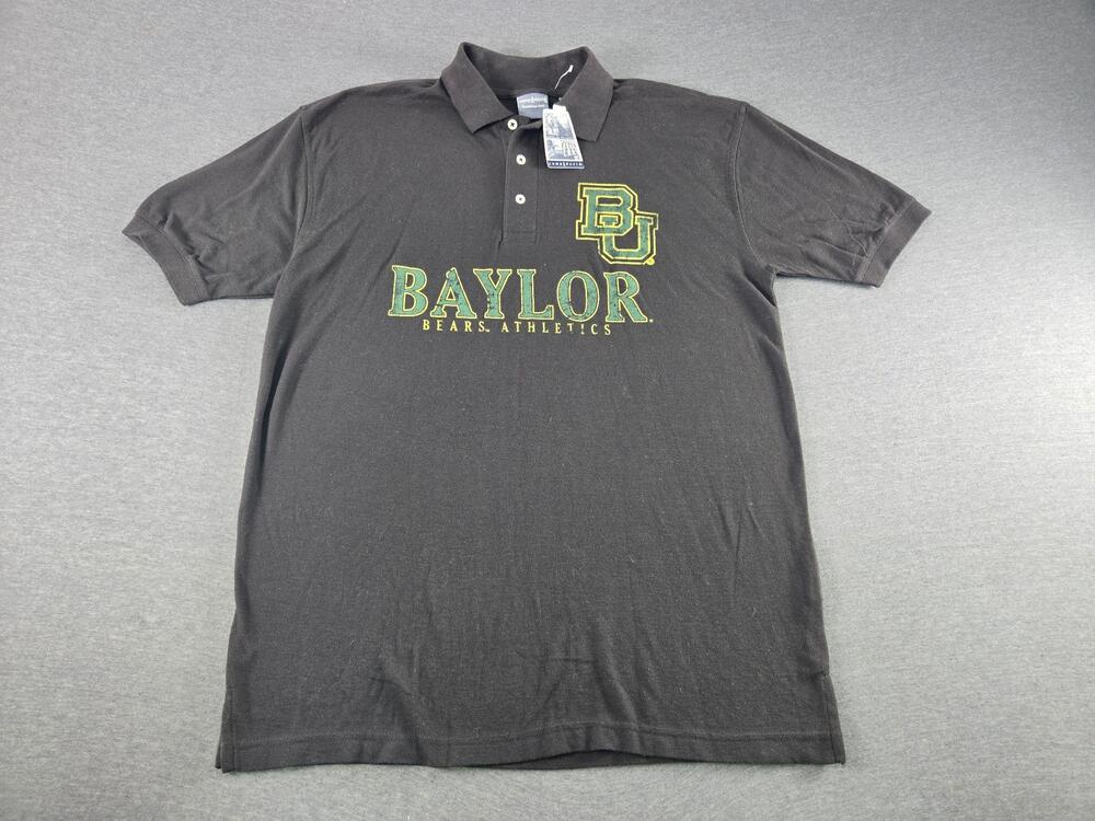 Vtg 90s Baylor Bears Polo Shirt Mens Large Black NCAA Football Camp David